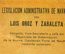 L. Oroz, Legislación Administrativa de Navarra
