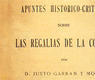 Justo Garrán. Las regalías de la corona